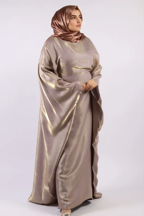 Moroccan Kaftan Organza Abaya - Rose Copper - Image 3