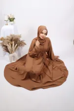 Amaira Flared Emirati Abaya - Tan - Image 4