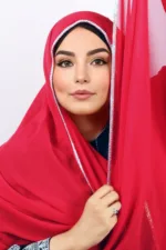 Bridal Red Crystal Hijab - Image 2