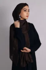 Chocolate Shimmer Chiffon Hijab - Image 2