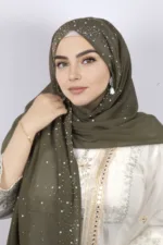 Olive Moon Drop Chiffon Hijab - Image 2