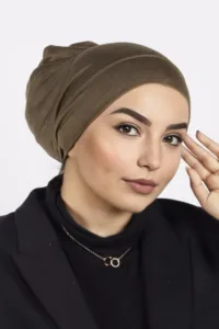 Olive Jersey Cotton Tube Hijab Cap