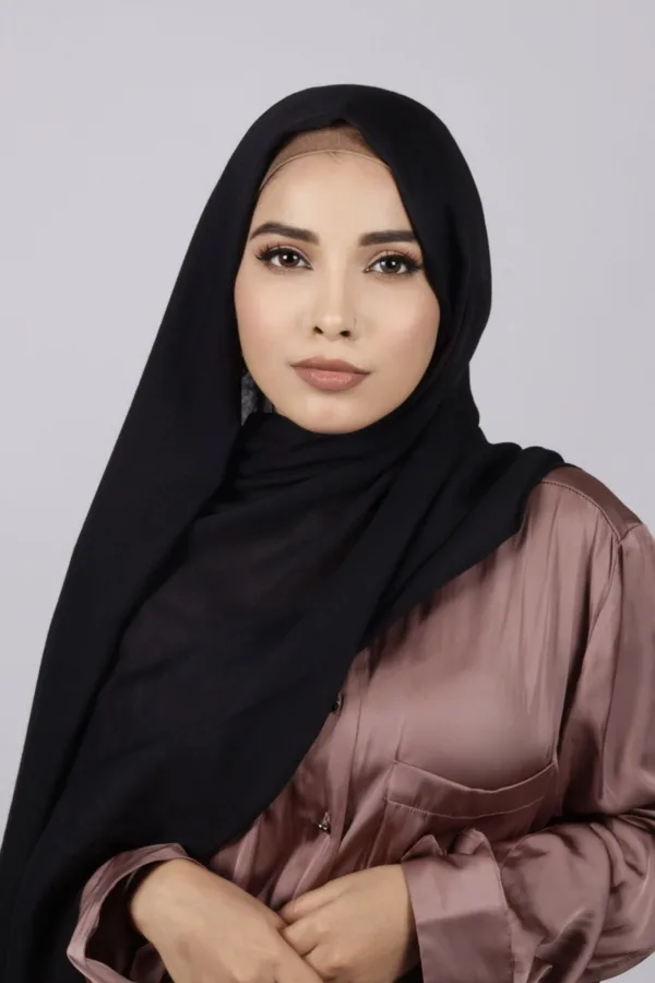 Black Classic Cotton Hijab - Image 2