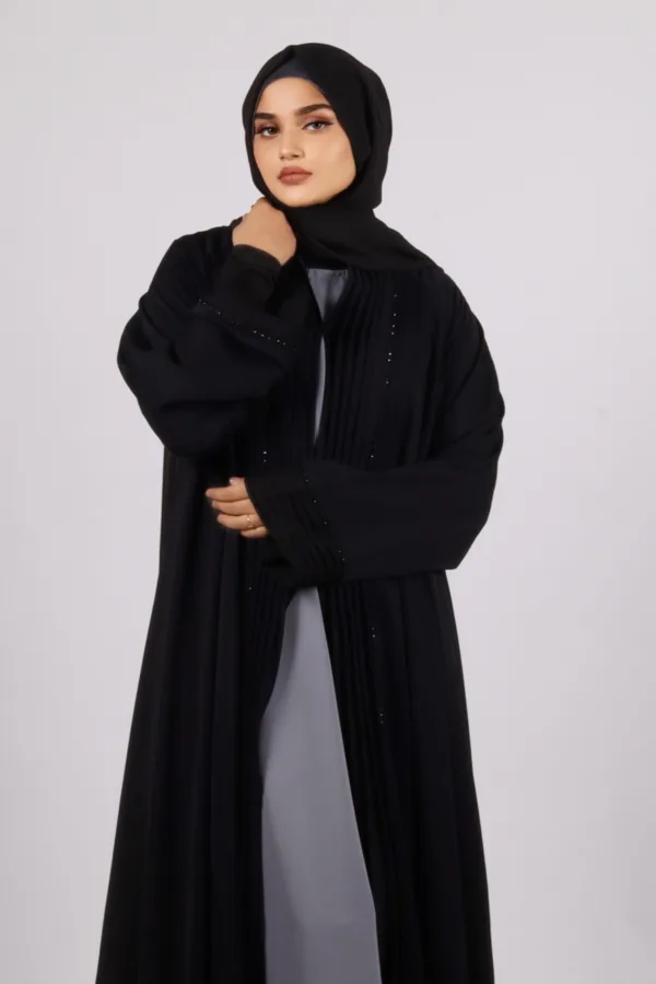 Ariana Full Umbrella Pleat Front Open with Black Diamond Trim - Midnight - Image 5