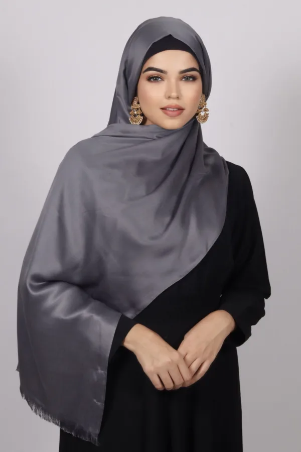 Gunmetal Luxe Silk Hijab - Image 3