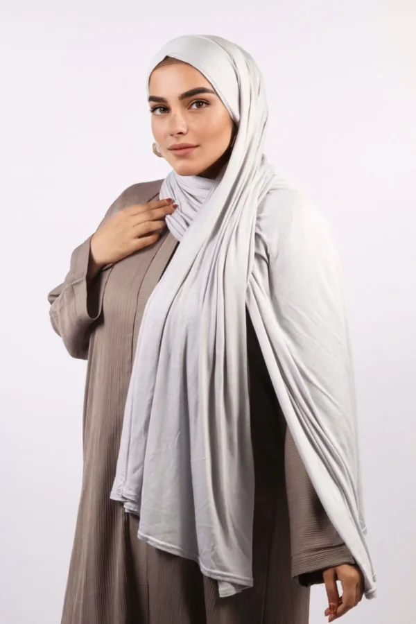 Mint Grey Classic Jersey Hijab - Image 3