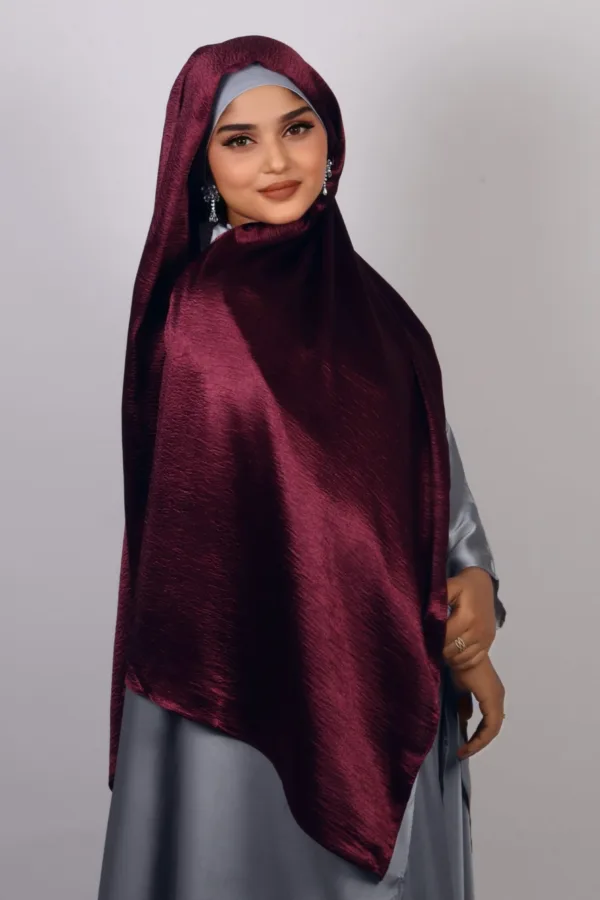 Cherry Wine Marble Satin Hijab - Image 2