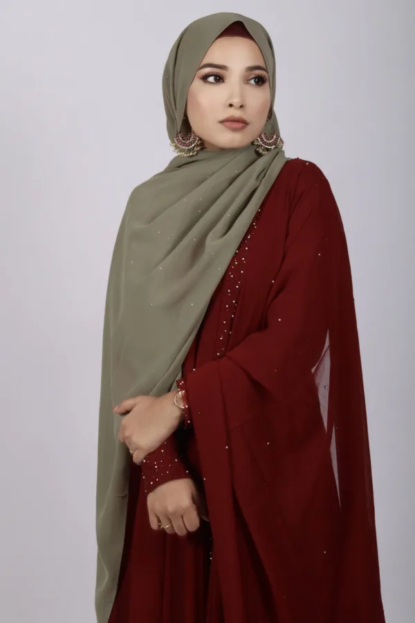 Limestone Glitter Chiffon Hijab - Image 1
