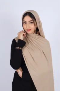 Sand Turkish Pleated Jersey Hijab