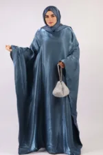 Moroccan Kaftan Organza Abaya - Nirvana Blue - Image 4