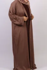 Zara Everyday Zoom Abaya Front Open with pocket - Mocha Latte - Image 4