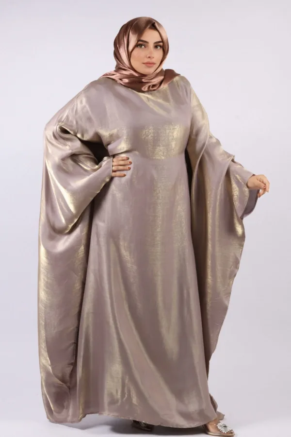 Moroccan Kaftan Organza Abaya - Rose Copper - Image 4