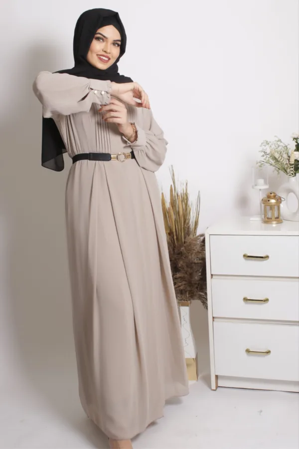 Leah Modest Wear Abaya / Dress - Beige - Image 4