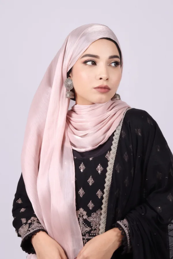 Coral Sand Organza Shimmer Hijab - Image 2