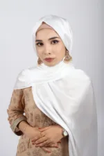 White Muna Satin Hijab