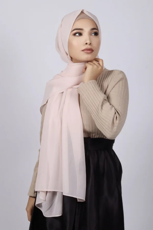 F52615BD-7232-491A-9A84-2048F205F38B.jpeg Powder Pink Premium Chiffon Hijab - Image 1