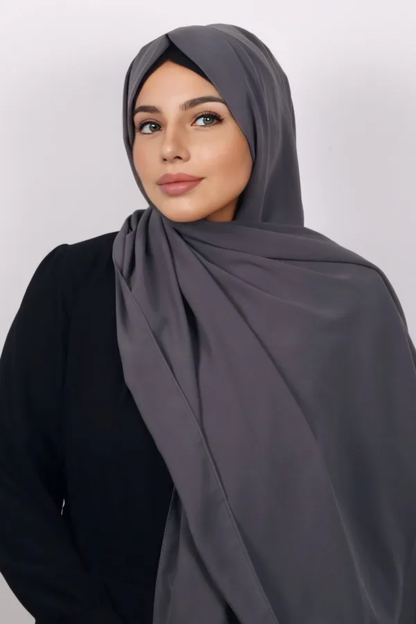 F65FE454-E664-4CAF-88FF-70D6D8E47284-1.jpeg Gunmetal Supreme Georgette Hijab - Image 1
