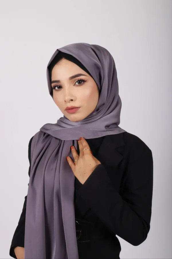 Blueberry Turkish Satin Hijab - Image 3