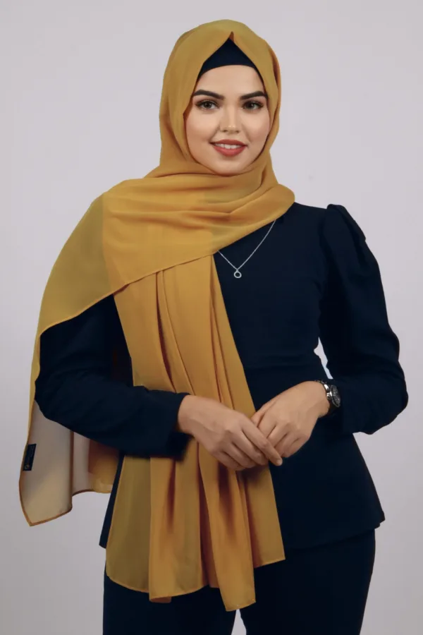 Mustard Premium Chiffon Hijab - Image 2
