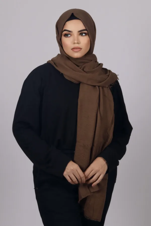 Coffee Premium Crinkled Cotton Hijab - Image 2