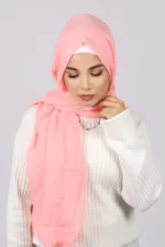 Blush Pink Crinkled Cotton Hijab - Image 2