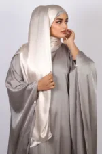 White Gold Marble Satin Hijab