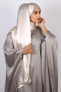 White Gold Marble Satin Hijab