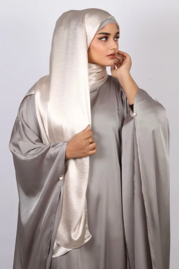 White Gold Marble Satin Hijab - Image 1