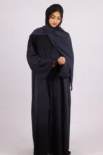 Mehtab Sparkling Glitter Dual Tone Abaya with Front Open - Arabian Night - Image 2