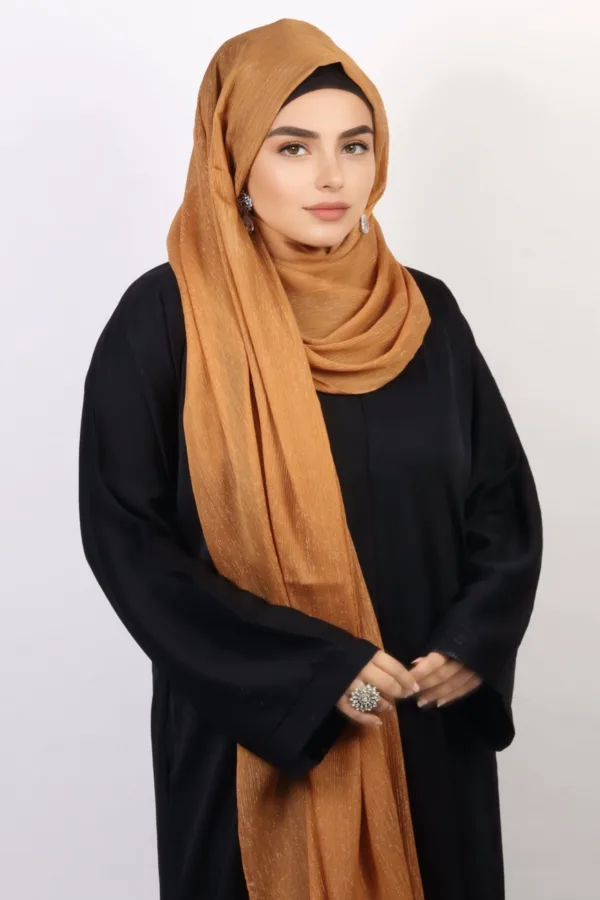 Almond brown Shimmer Chiffon Hijab - Image 1
