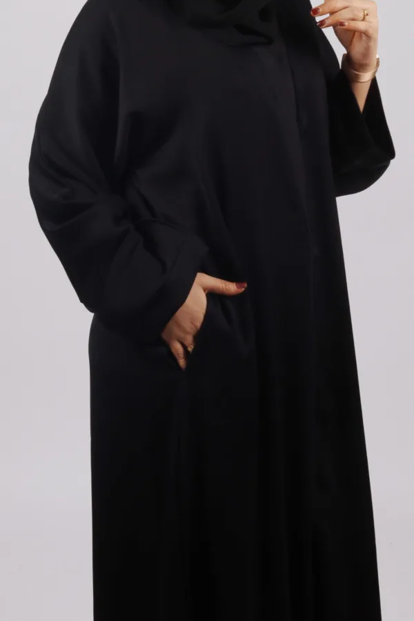 Zara Everyday Zoom Abaya Front Open with pocket - Black - Image 5