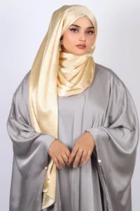 Antique Gold Marble Satin Hijab