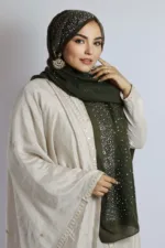 Olive Cotton Stone Drop Hijab