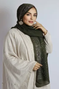 Olive Cotton Stone Drop Hijab