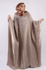 Moroccan Kaftan Organza Abaya - Rose Copper - Image 2