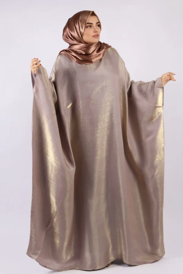 Moroccan Kaftan Organza Abaya - Rose Copper - Image 2