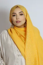 Yuzu Yellow Cotton Stone Drop Hijab - Image 2