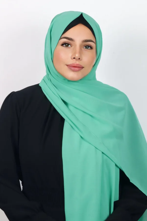 FD57187C-5FA0-4225-9EFC-36D8B30C65F9-1.jpeg Cyan Supreme Georgette Hijab - Image 1