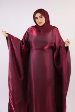 Moroccan Kaftan Organza Abaya - Burgundy Blush