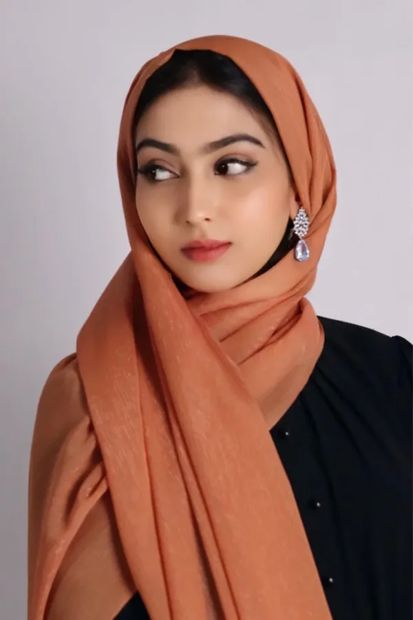 Ginger Orange Shimmer Chiffon Hijab - Image 2