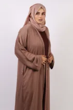 Zara Everyday Zoom Abaya Front Open with pocket - Mocha Latte - Image 5