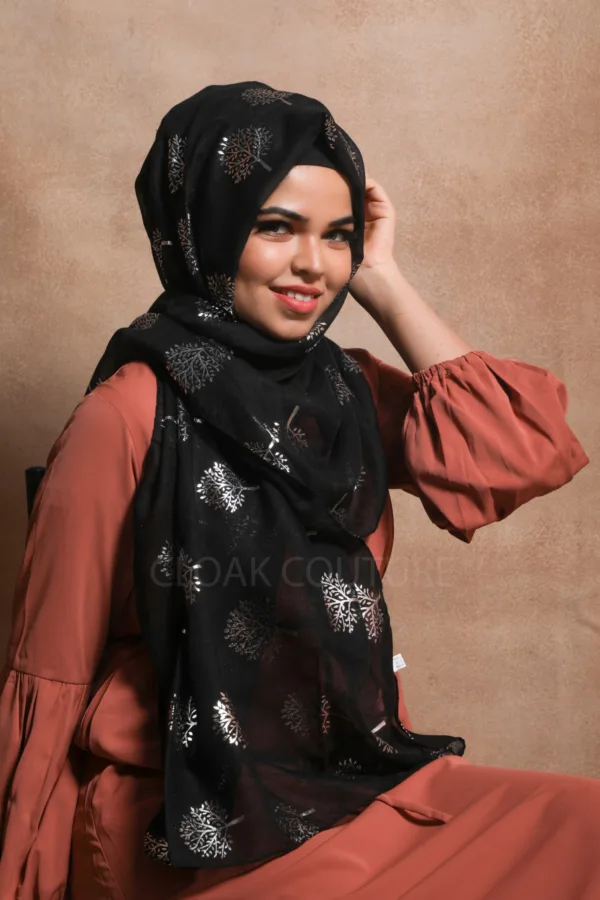 Silver Glade Foil Print Hijab - Image 2