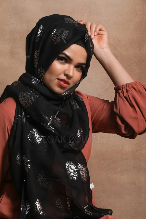 Silver Glade Foil Print Hijab - Image 3