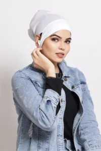 White  Ear-slit Access Hijab Cap