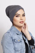Slate Criss Cross Tube Hijab Cap - Image 2
