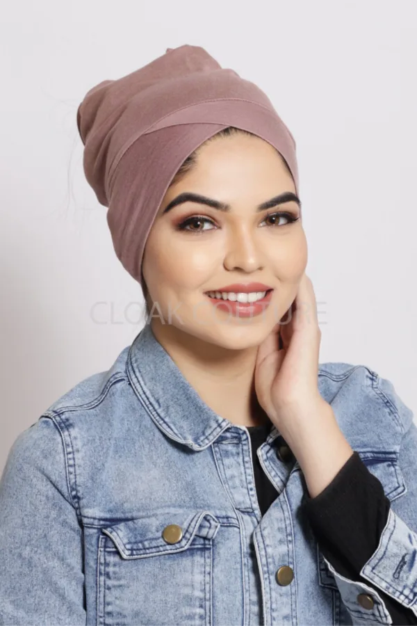 Rose Gold Criss Cross Tube Hijab Cap - Image 2