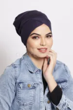 Navy Criss Cross Tube Hijab Cap