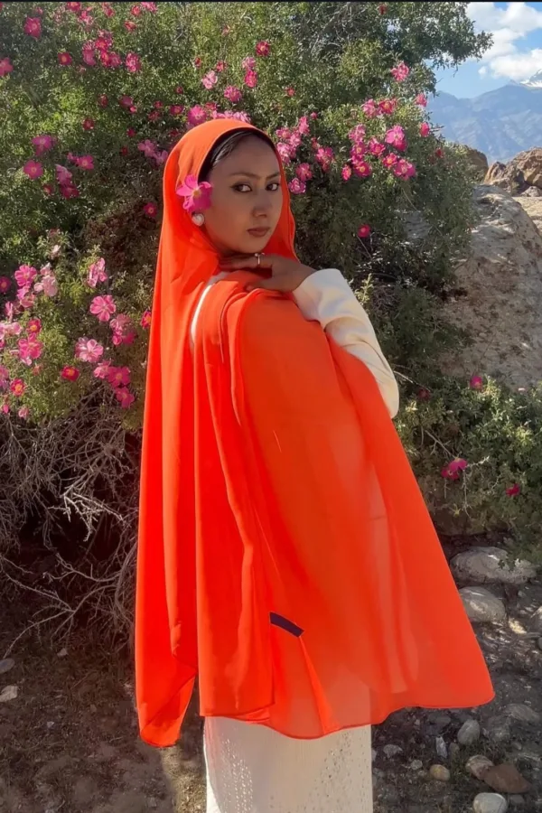 Orange Premium Chiffon hijab - Image 2
