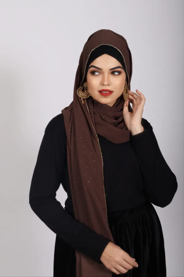 Zayna Rhinestone Georgette Hijab - Image 1