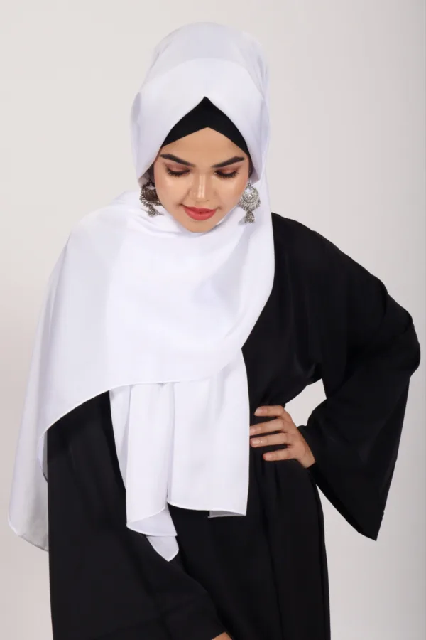 Pearl White Turkish Silk Hijab - Image 3